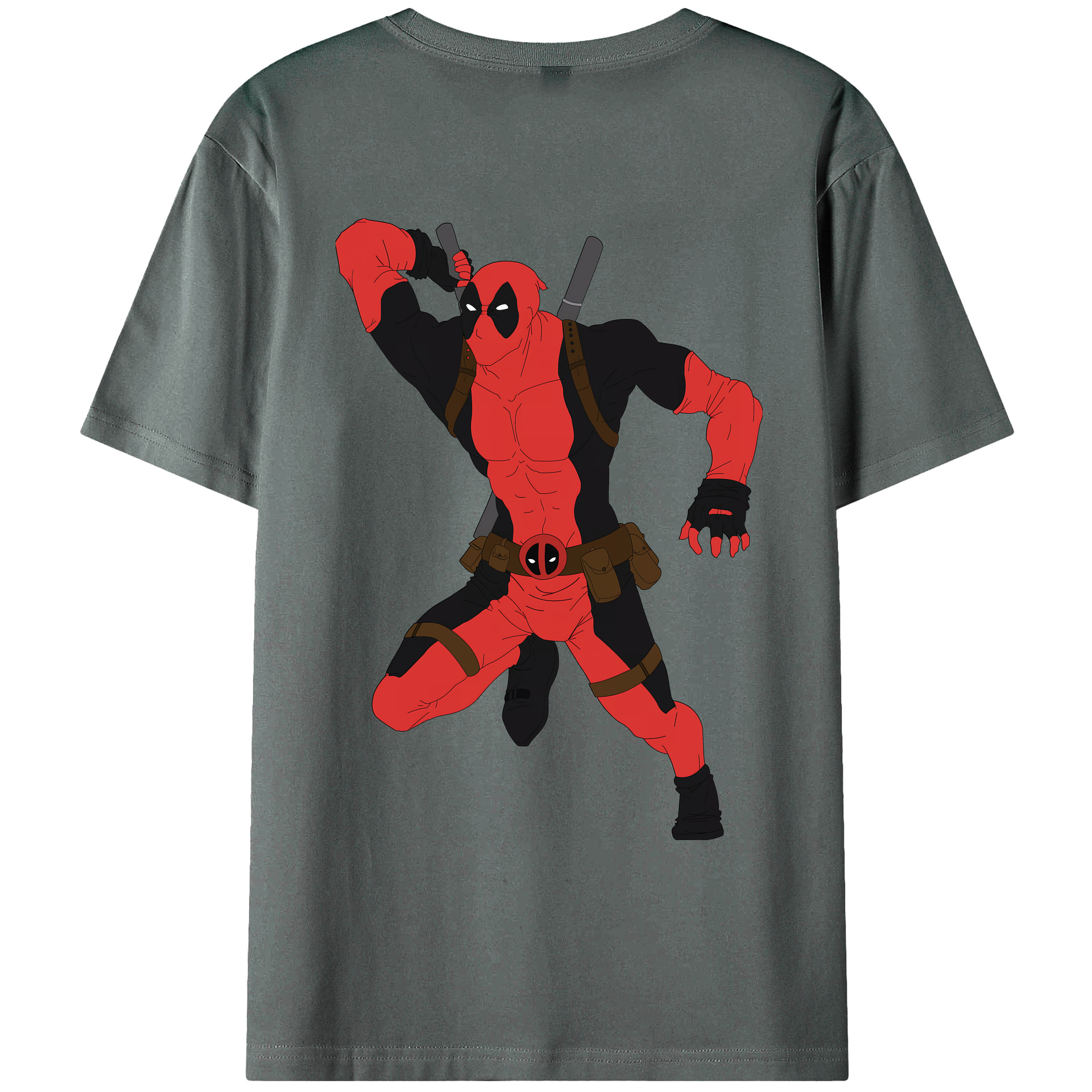 （画像用） Deadpool デッドプール 綿100％ メンズ半袖Tシャツ（バックプリント） 通気性